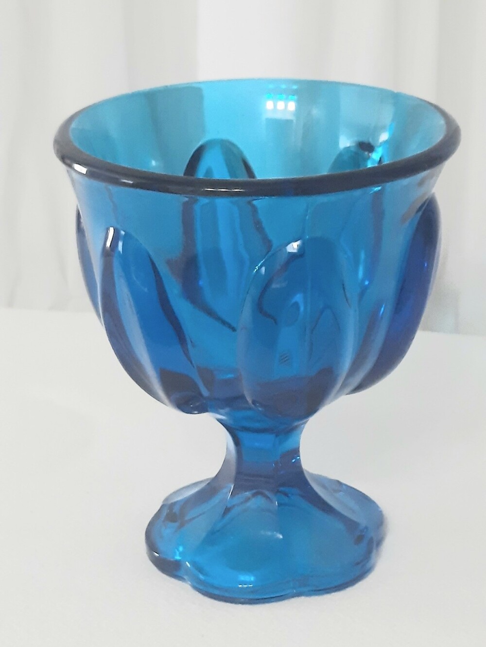 Vintage Viking Glass Pedestal Compote Cobalt Blue 5.75" Tall 1960's